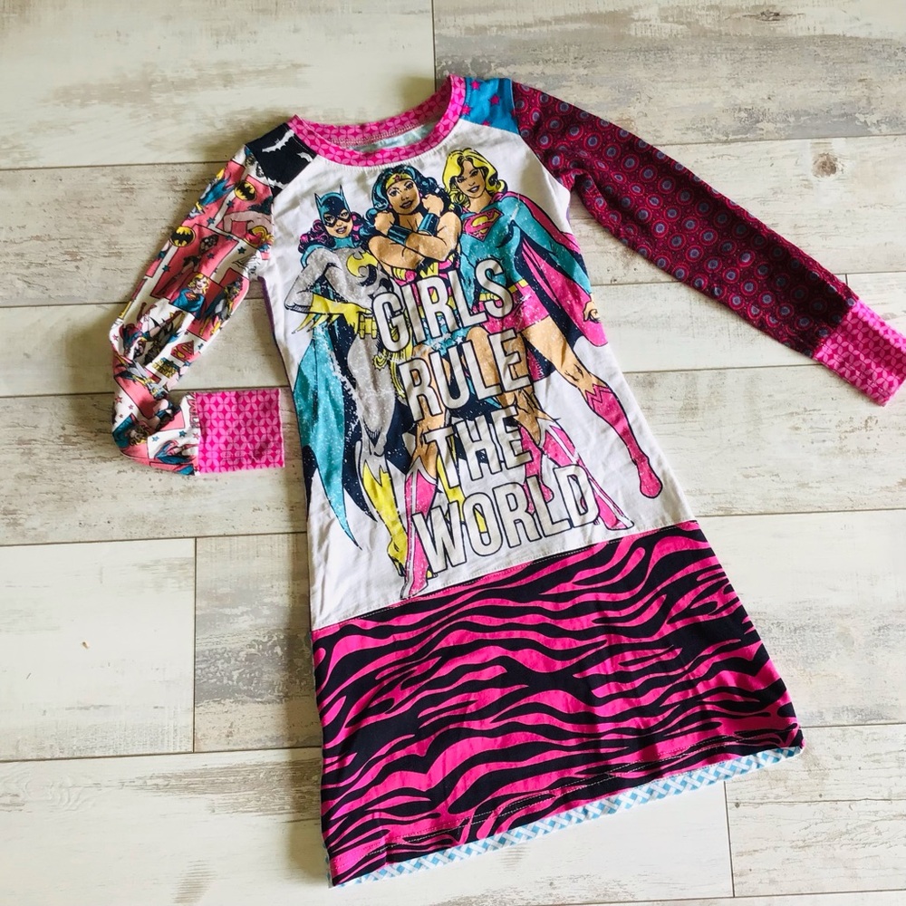 Custom Upcycle DC Comics T-Shirt Dress OOAK Sz S